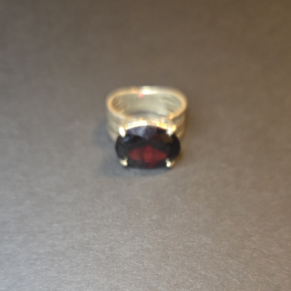 Sterling silver, .925, simulated Garnet Stone, size 11 ring
